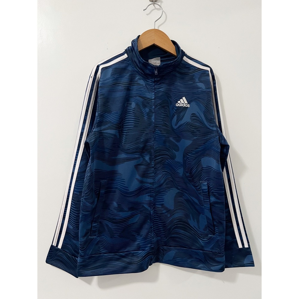 Adidas Boys Youth Large 14/16 Blue Wave Abstract Camo Full Zip Track Jacket